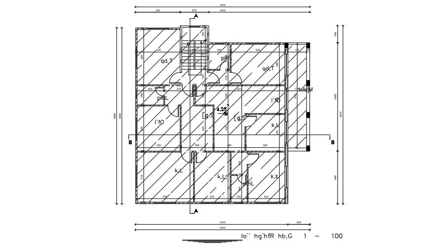 16x16 Meter First Floor Layout DWG File