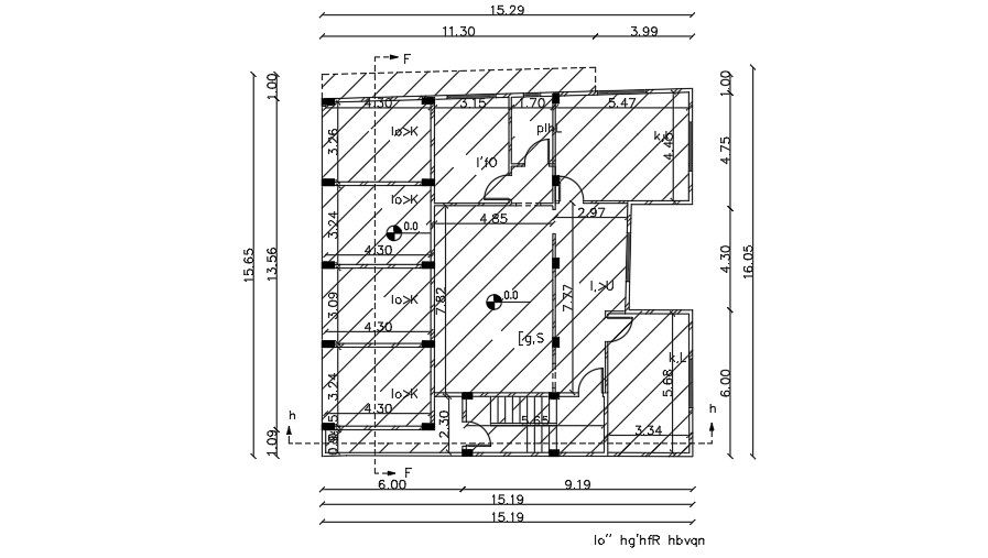16x16 Meter Ground Floor Plan Layout AutoCAD File