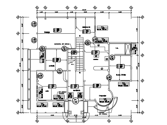 16x16m architecture ground floor house plan door and window location