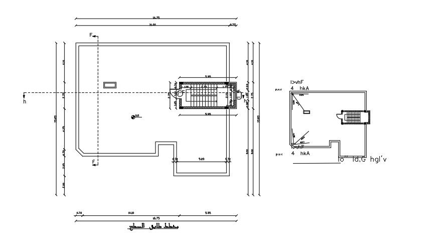 16x16 meter 2 BHK House Terrace Floor Plan AutoCAD File
