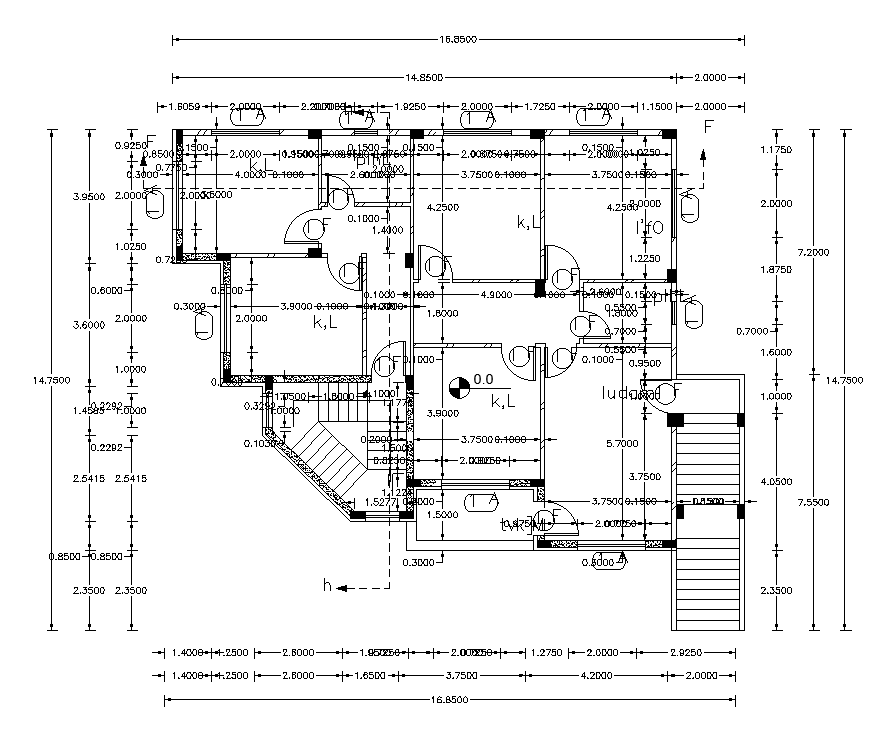 16x16m house plan is given in this AutoCAD drawing model.Download now.