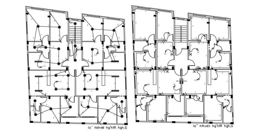 16x20m house plan of the switch point and light location drawing