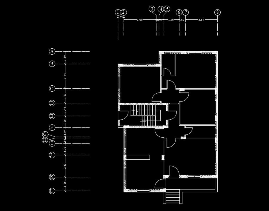 16x21m house plan wall layout AutoCAD drawing