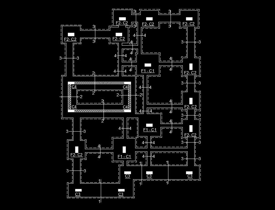 16x21m residential column layout AutoCAD drawing