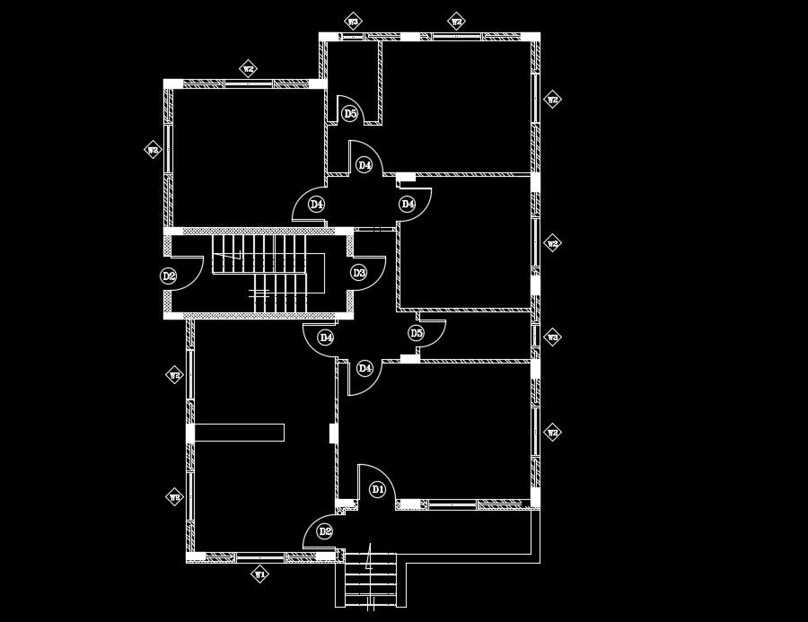 16x21m residential door and window location AutoCAD drawing