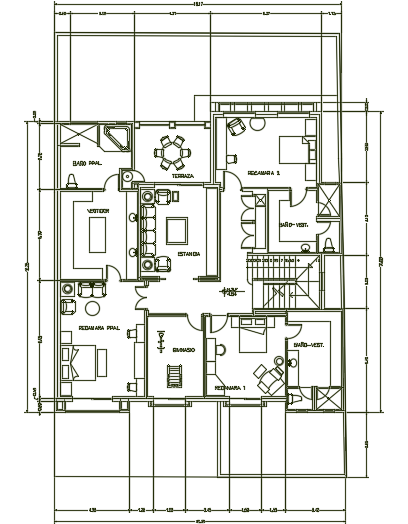 16x25m architecture two story first floor residential house plan cad drawing is given in this file