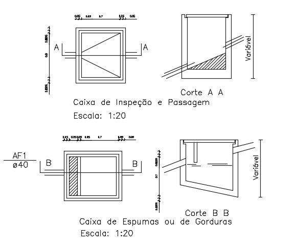 16x7m residential building inspection box and section views