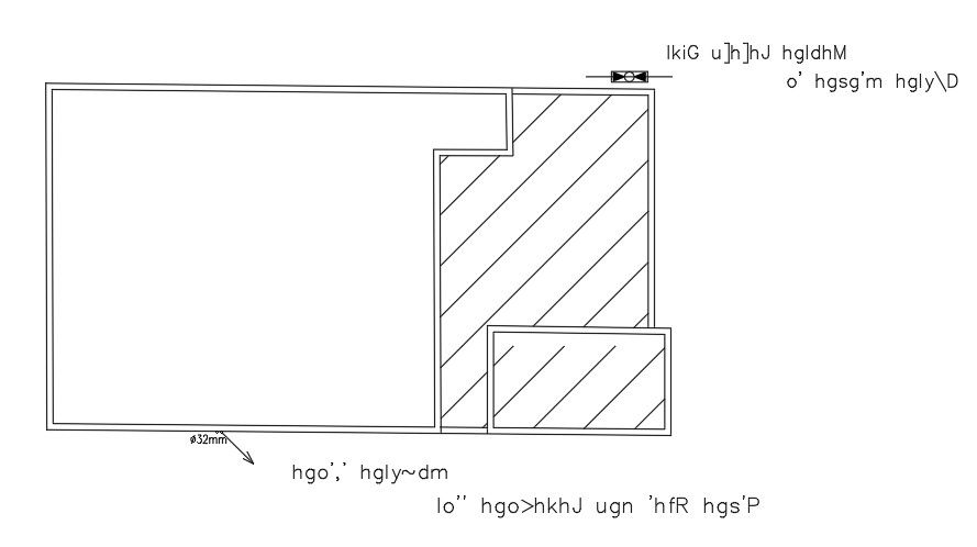 16x8m house plan of the water outlet from roof drawing