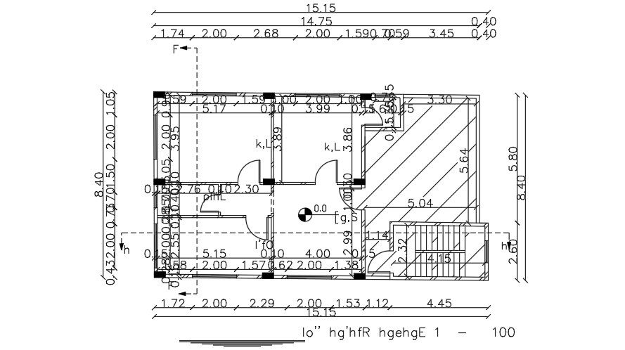 16x8m second floor house plan AutoCAD drawing