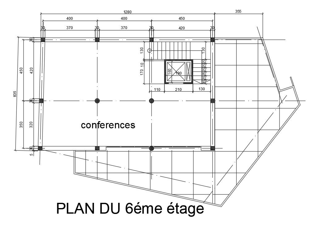 16x9m sixth floor bank plan is given in this Autocad drawing file.Download now.
