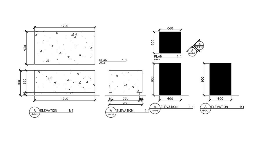 1700x930mm Store Box Layout CAD Plan for Engineers