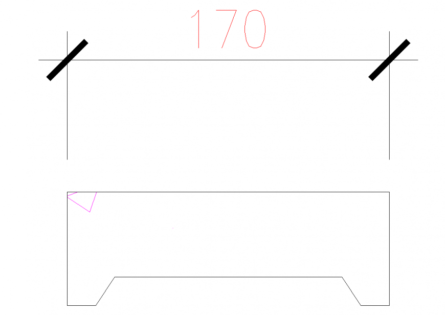 170 size concrete block view with width dwg file
