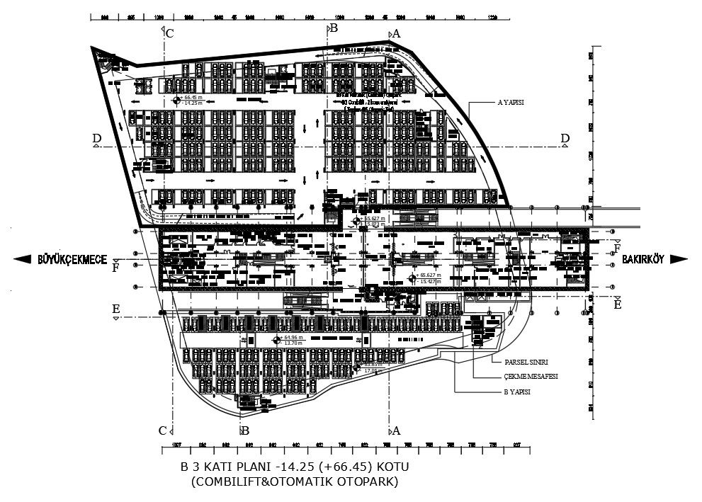171x142m hotel plan of basement 3 floor plan is given in this AutoCAD drawing model. Download now.