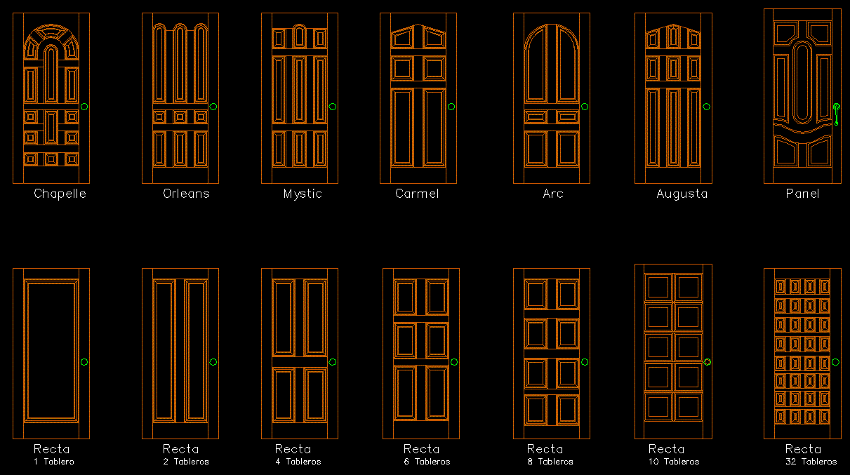 Wooden Door AutoCAD DWG Blocks with Multiple Design Variations