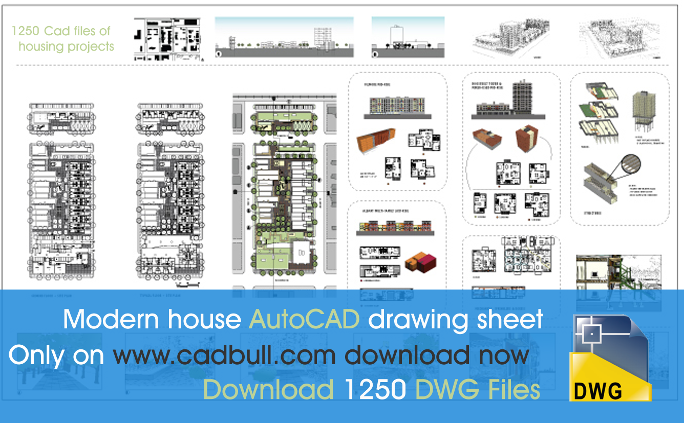 AutoCAD files of 1250 Contemporary house floor plan and detail