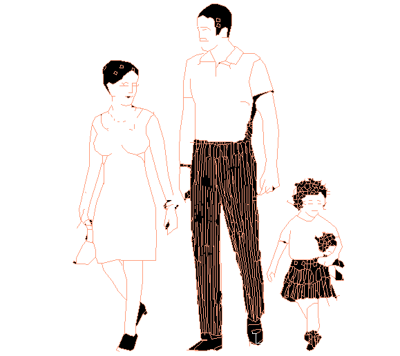 Human Body AutoCAD DWG File with 2D Family Figure Front View Design