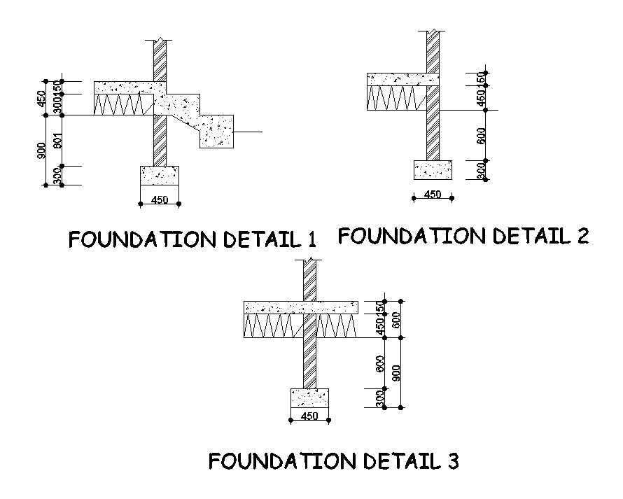 17x10m house plan of foundation detail is given in this Autocad drawing model. Download now.