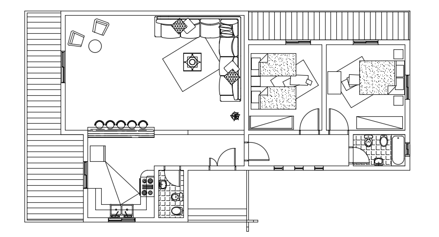 17x10m simple house plan 2d AutoCAD drawing is given in this file
