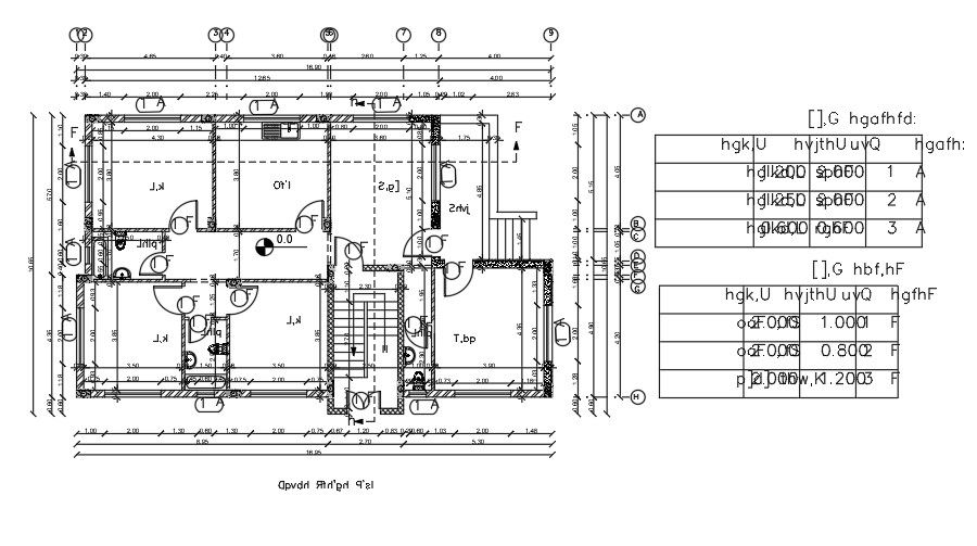17x11m house plan column location drawing