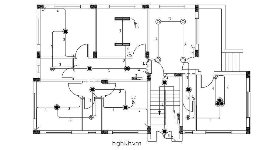 17x11m house plan of the lighting location drawing
