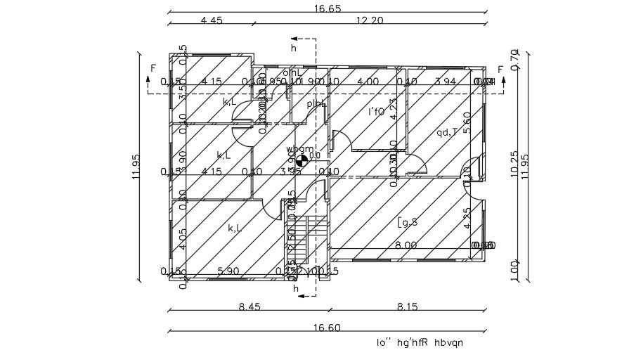 17x12 Meter 4 BHK House Plan DWG File