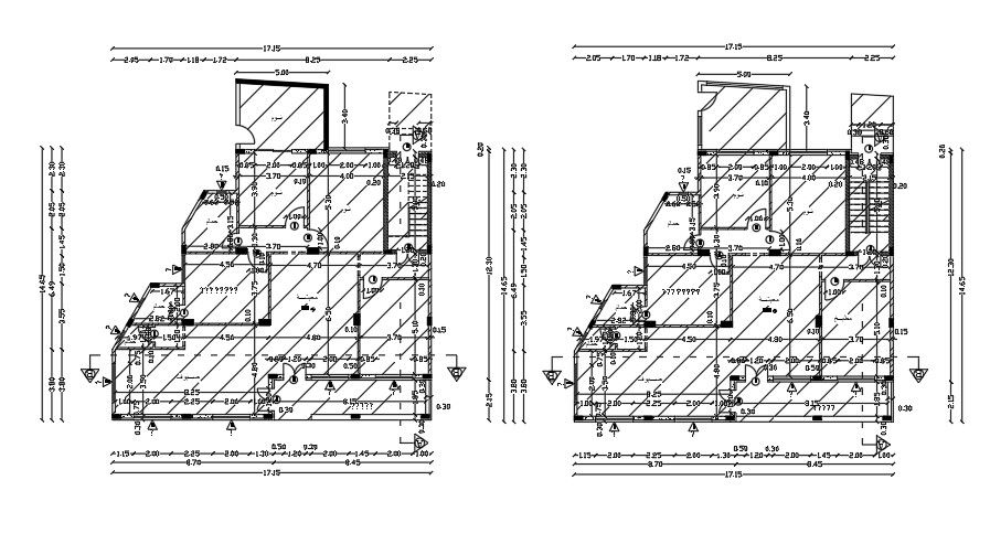 17x12 Meter house Center Line Plan AutoCAD File