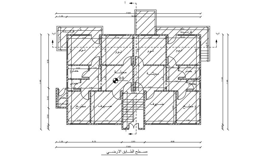 17x12m first floor house plan AutoCAD drawing
