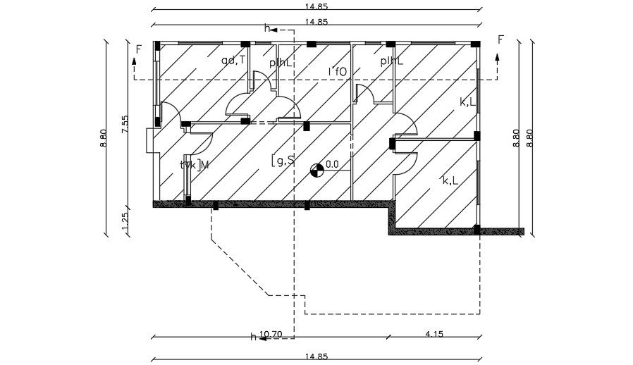 17x14m architecture house plan AutoCAD drawing