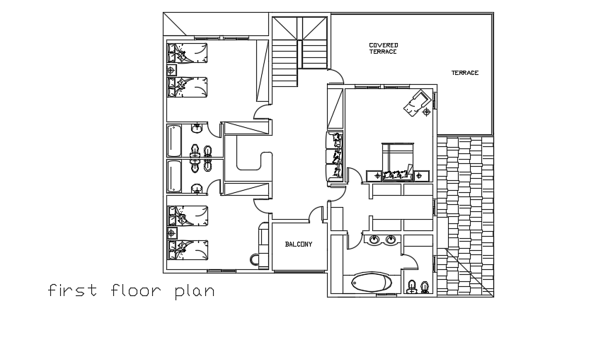 17x14m duplex bungalow first floor house plan AutoCAD drawing