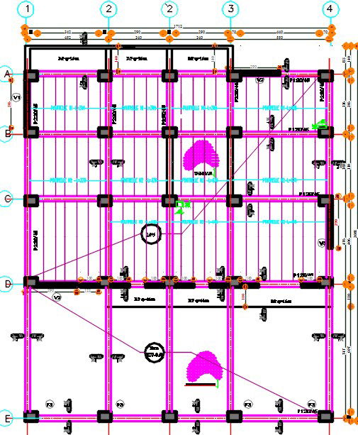 17x14m residential G floor formwork ground plan AutoCAD drawing