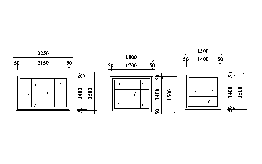 CAD Architecture Blocks for 17x14m Window Design