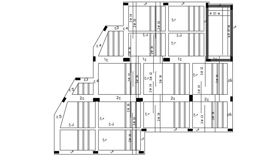 17x15 Meter House Beam Plan Of House Building DWG File