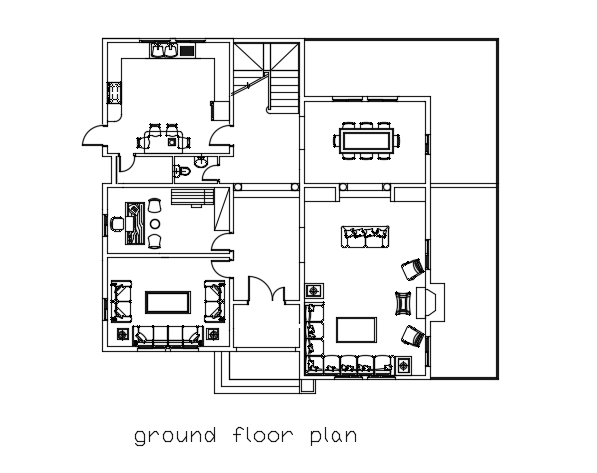 17x15m architecture ground floor plan AutoCAD drawing is given in this file