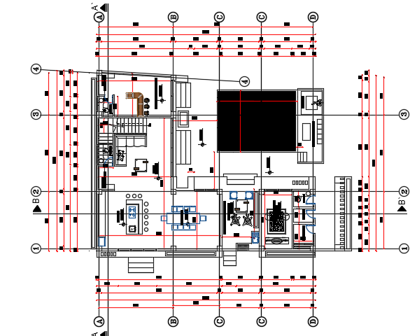 17x15m duplex villa plan 2D DWG drawing