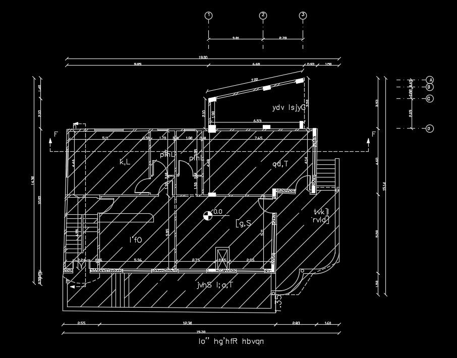 17x15m ground floor 5bhk architecture 2D AutoCAD drawing