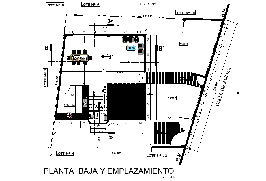 17x15m ground floor house plan is given in this Autocad drawing file. Download now.