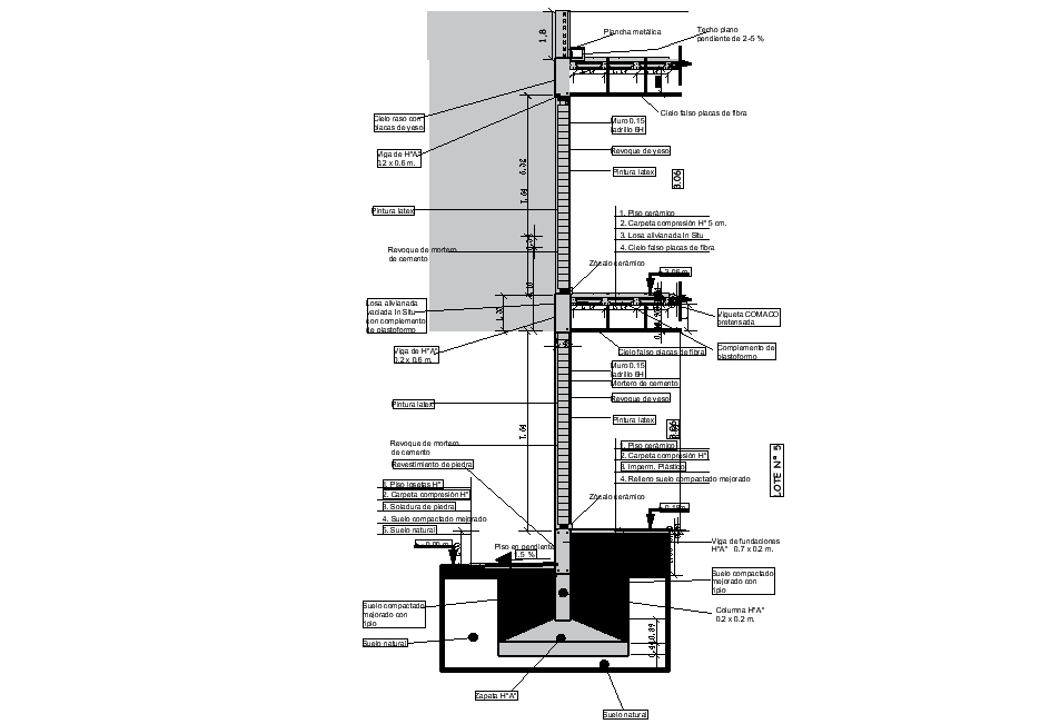 17x15m House Plan with Column and Footing Detail DWG file