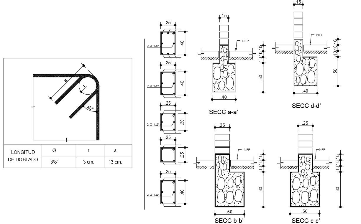 17x15m twin house plan of reinforcement hook details are given in this Autocad drawing file. Download now.