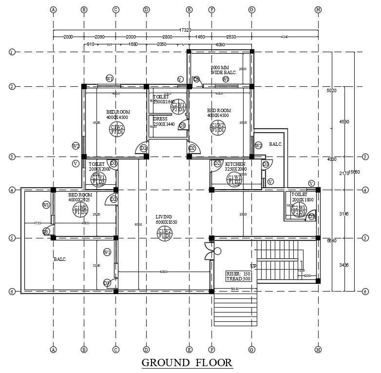 17x16m ground floor house plan is given in this AutoCAD drawing model.Download now.