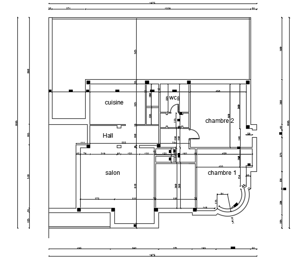 17x17m architecture 2bhk home plan AutoCAD drawing is given in this file