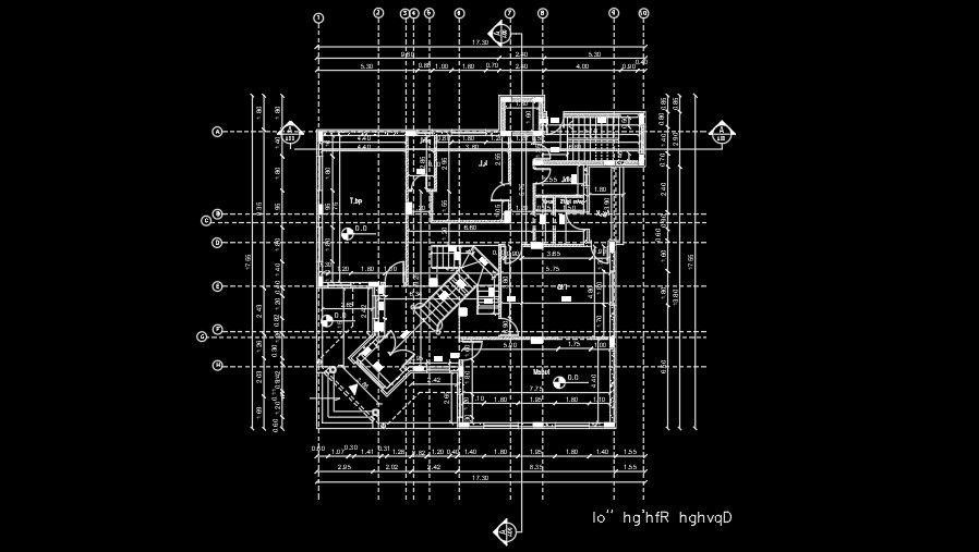 17x17m architecture residential ground floor house plan AutoCAD drawing