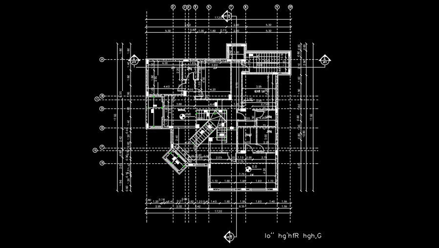 17x17m first floor house plan AutoCAD drawing is given in this file