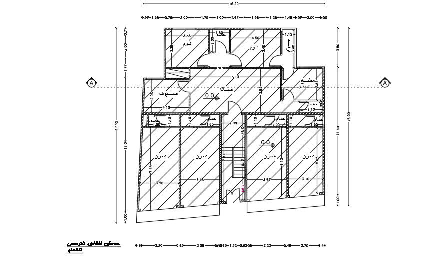 17x17m ground floor house plan is given in this AutoCAD file