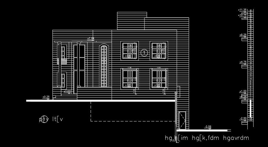 17x17m house building front side elevation view is given in this AutoCAD file