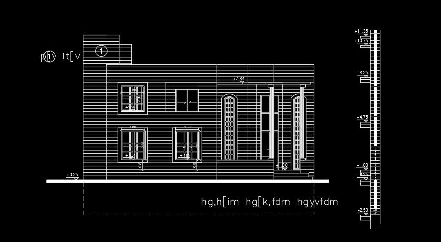 17x17m house building left side elevation view is given in this AutoCAD file