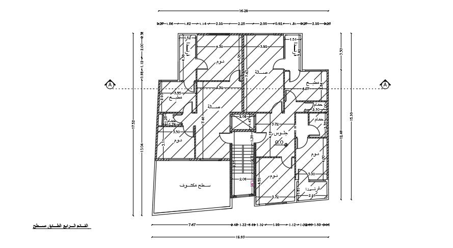 17x17m house plan AutoCAD drawing