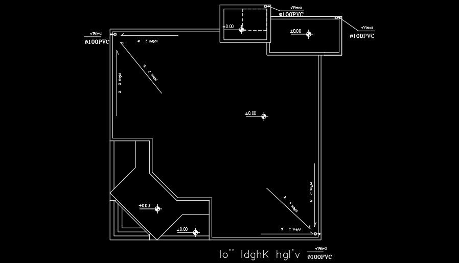 17x17m house plan of the rainwater drain hole AutoCAD drawing
