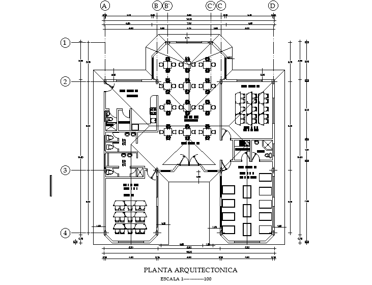 17x19m class room plan is given in this Autocad drawing file. Download now.
