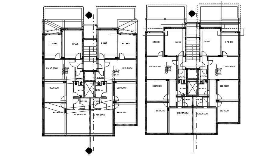 17x22m ground floor house plan AutoCAD drawing