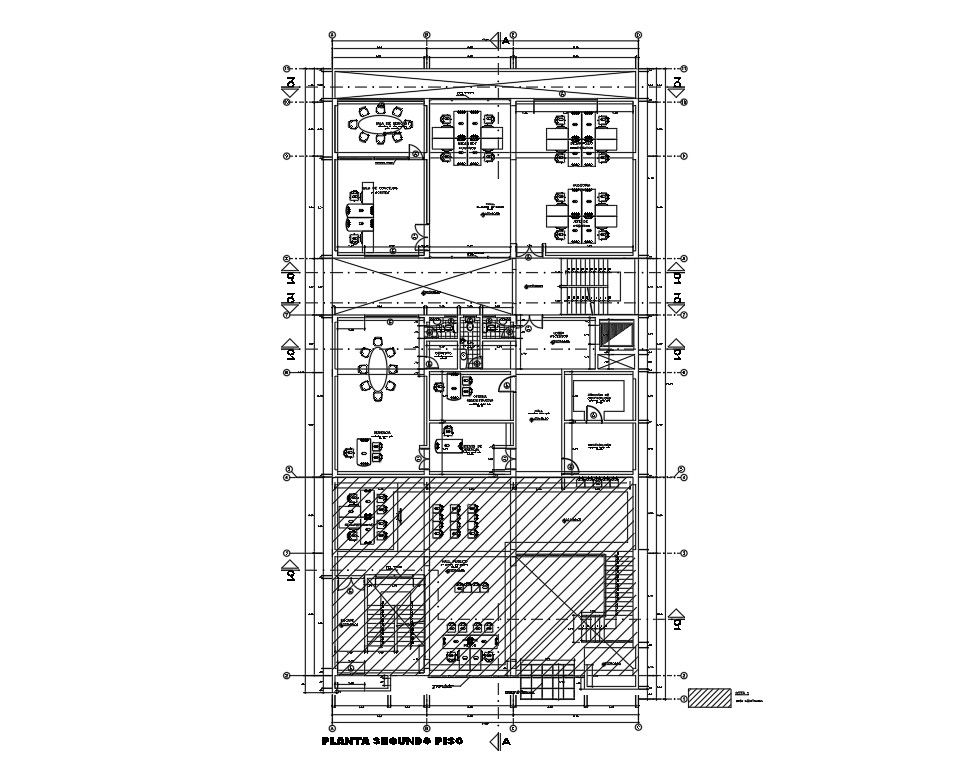 17x35m second floor bank plan is given in this Autocad drawing file. Download the file